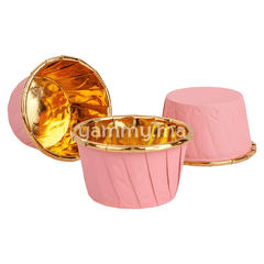 SET. 20 Caissettes Cupcake Muffins en Papier Aluminium Rose / Or