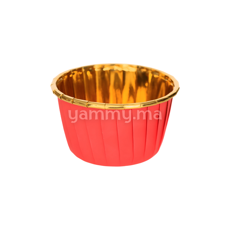 SET. 20 Caissettes Cupcake Muffins en Papier Aluminium Rouge / Or