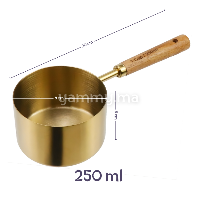 Cuillère et Casserole à Mesurer en Inox Doré 250 ml