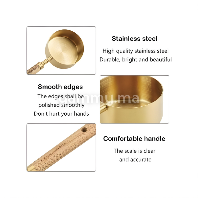Cuillère et Casserole à Mesurer en Inox Doré 250 ml