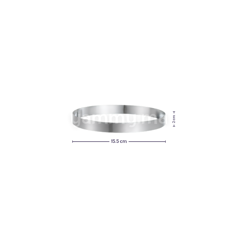 Cercle à Tarte Professionnel en Inox Ø 15.5 x H 2 cm