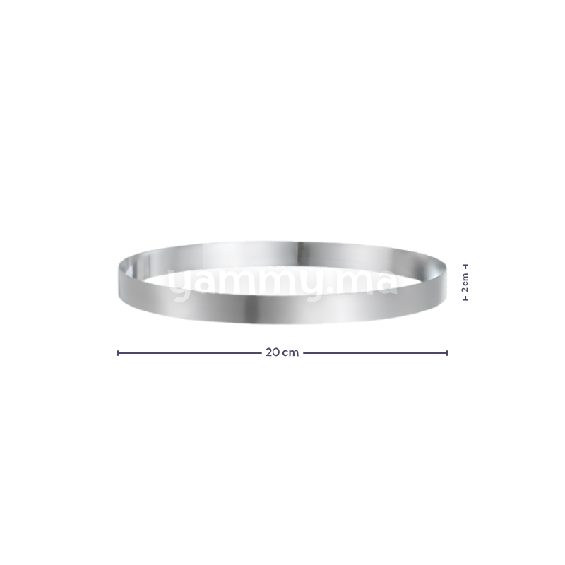 Cercle à Tarte Professionnel en Inox Ø 20 x H 2 cm