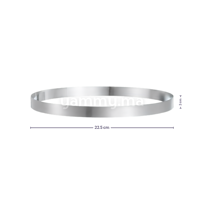 Cercle à Tarte Professionnel en Inox Ø 22.5 x H 2 cm