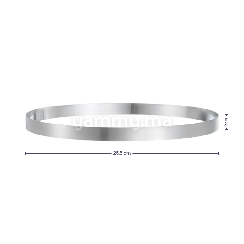 Cercle à Tarte Professionnel en Inox Ø 25.5 x H 2 cm