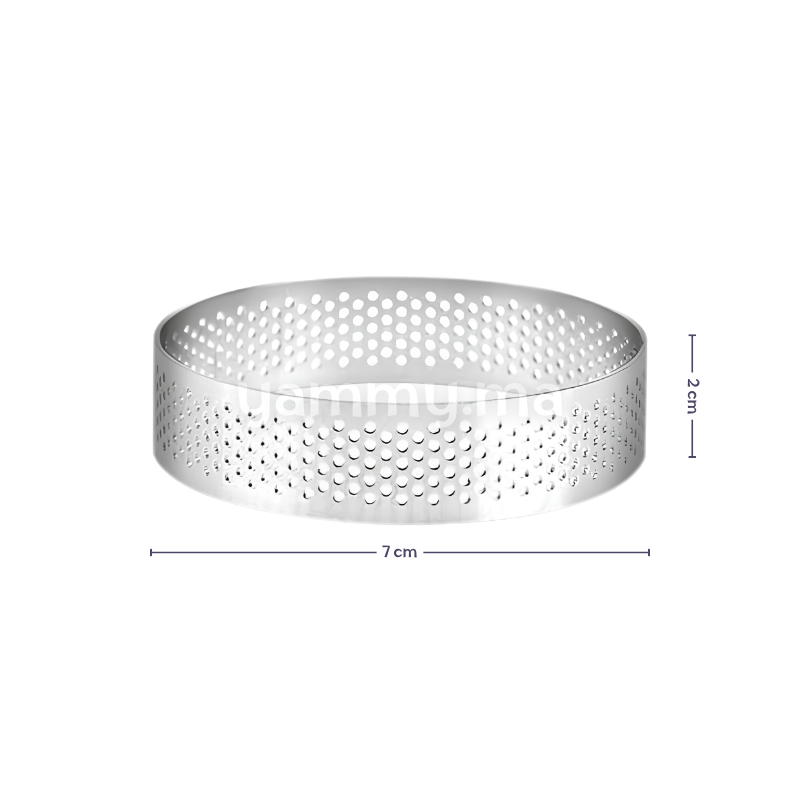 Cercle à Tartelette Perforé en Inox Ø 7 x H 2 cm