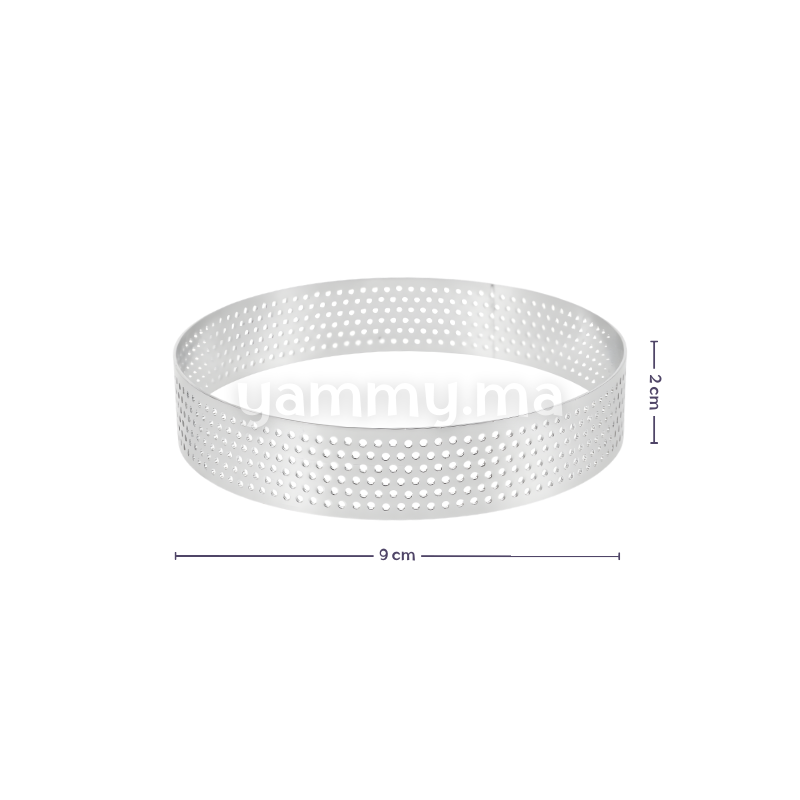Cercle à Tartelette Perforé en Inox Ø 9 x H 2 cm