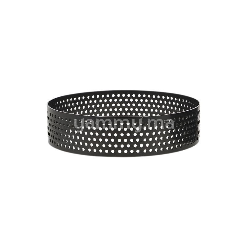 Cercle à Tartelette Perforé Noir Anti-adhésif Ø 10 x H 2 cm