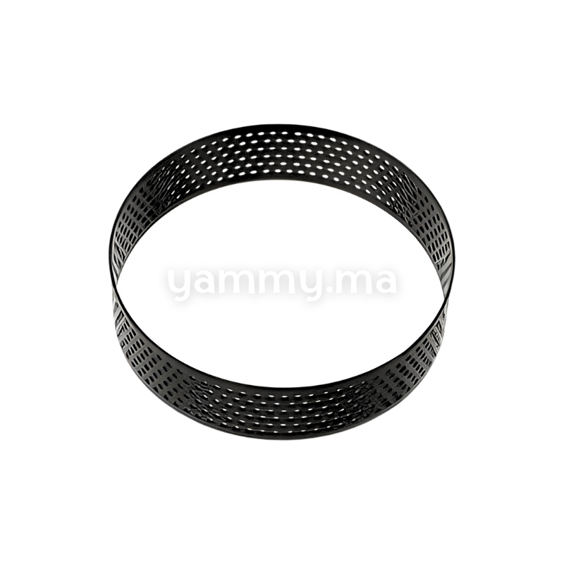 Cercle à Tartelette Perforé Noir Anti-adhésif Ø 10 x H 2 cm