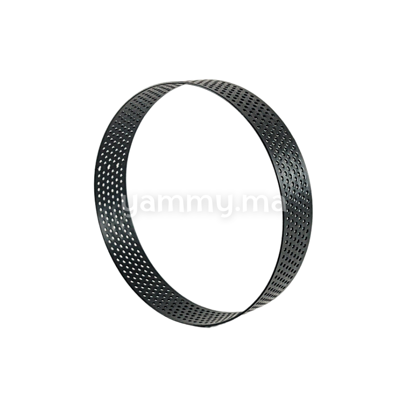 Cercle à Tartelette Perforé Noir Anti-adhésif Ø 10 x H 2 cm
