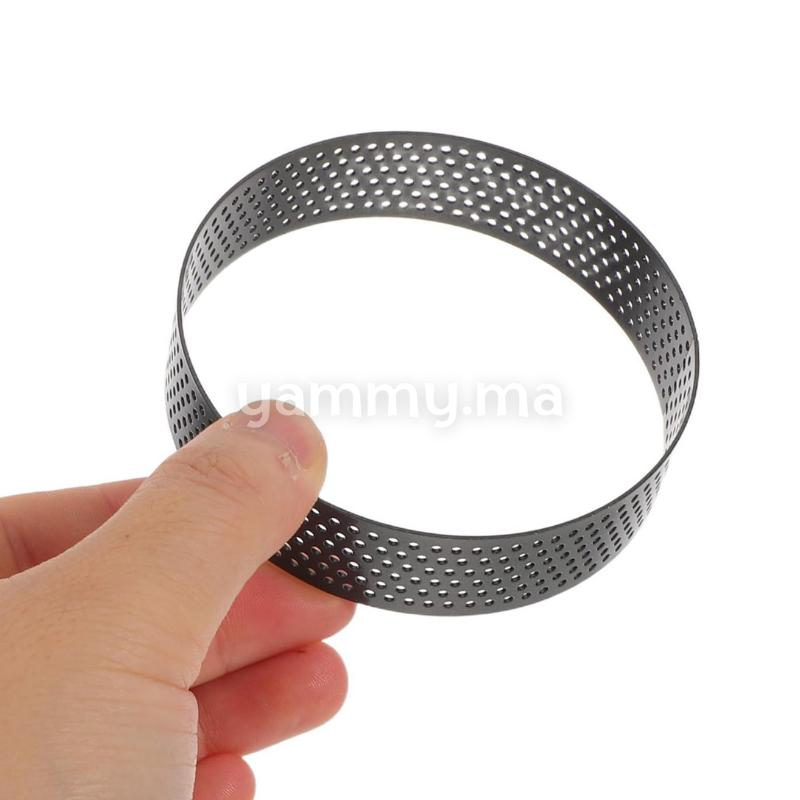 Cercle à Tartelette Perforé Noir Anti-adhésif Ø 10 x H 2 cm