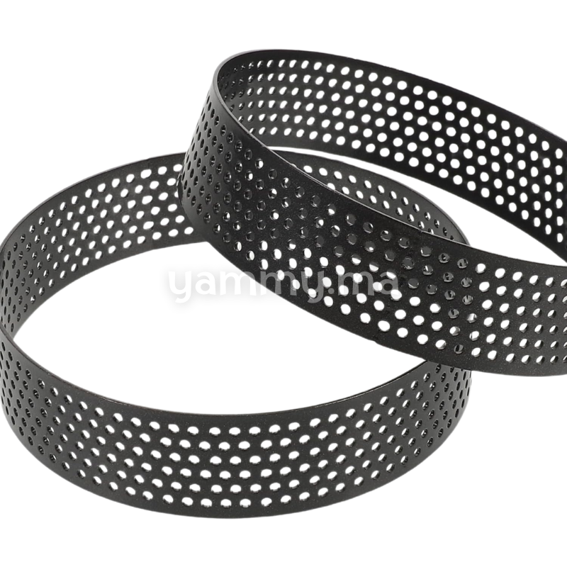 Cercle à Tartelette Perforé Noir Anti-adhésif Ø 10 x H 2 cm