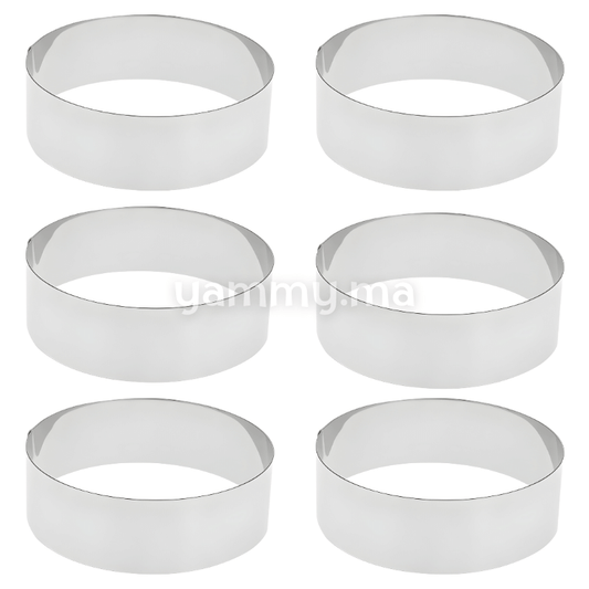 SET. 6 Cercles à Pâtisserie en Inox 6cm / haut 2cm