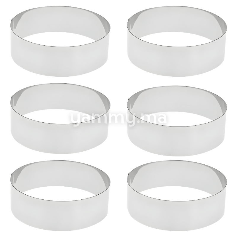 SET. 6 Cercles à Pâtisserie en Inox 6cm / haut 2cm