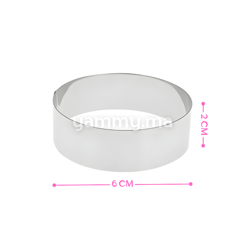 SET. 6 Cercles à Pâtisserie en Inox 6cm / haut 2cm