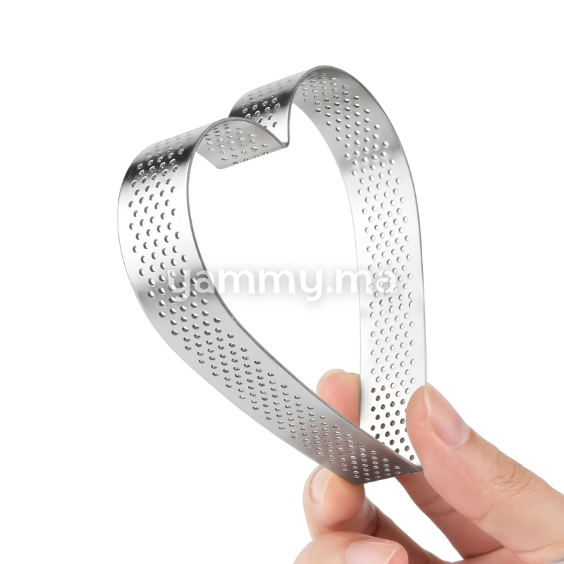 Cercle à Tarte Coeur Perforé Inox 10cm x h 2cm