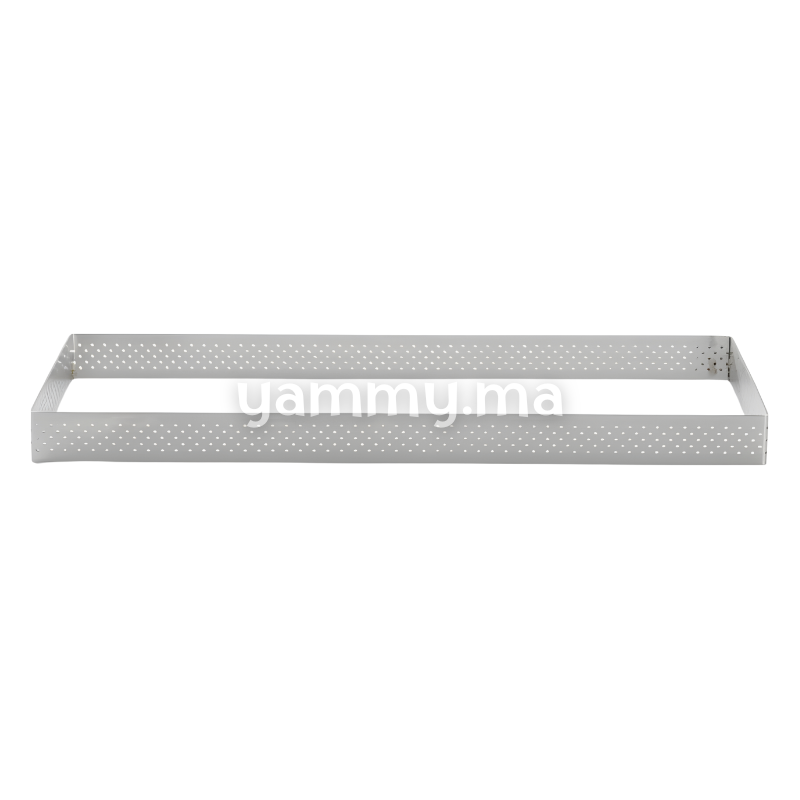 Cercle à Tarte Rectangulaire Perforé Inox 10cm x 29cm x h 2cm