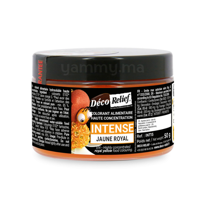Colorant Hydrosoluble Jaune Royal Intense en Poudre 50 gr - Déco Relief