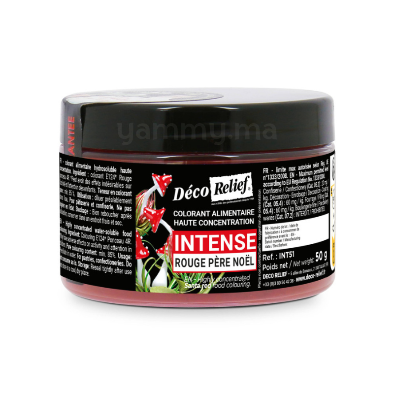 Colorant Hydrosoluble Rouge Père Noël Intense en Poudre 50 gr - Déco Relief
