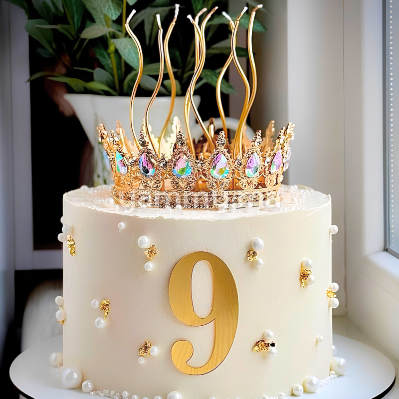 Couronne de Gâteau d'Anniversaire en Métal Dorée Ø 12 cm
