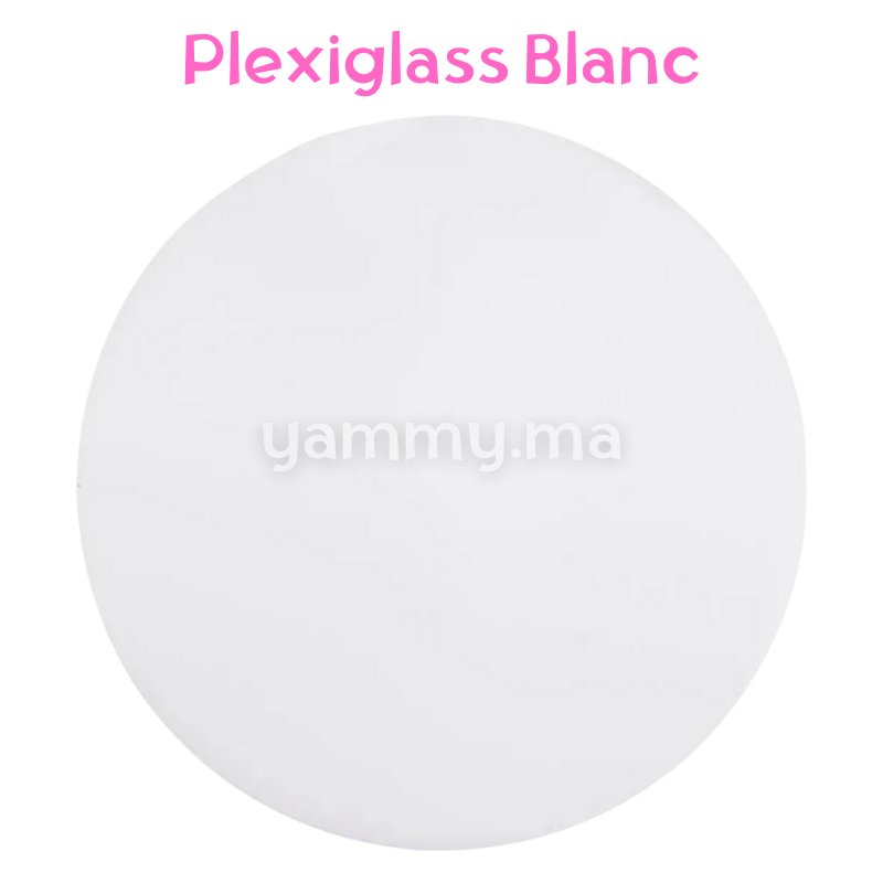 Disque et Plateau à Ganache Plexiglass Blanc Rond 21cm
