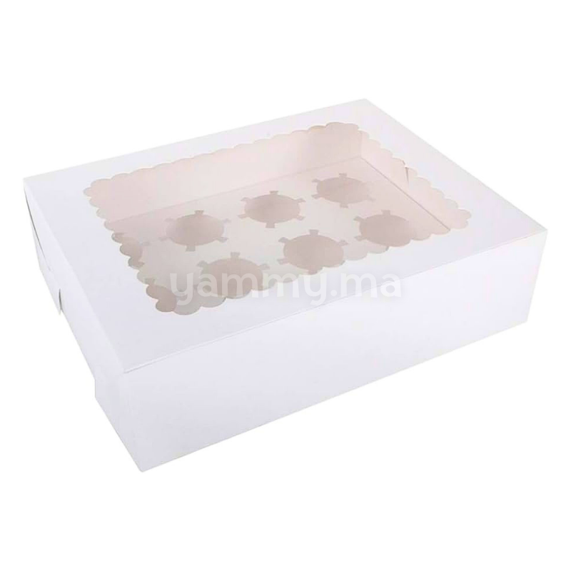 Boîte d'Emballage pour 12 Muffins & Cupcakes Blanc