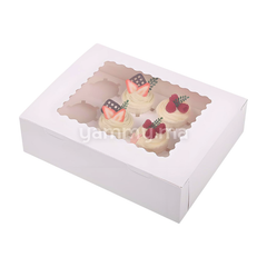 Boîte d'Emballage pour 12 Muffins & Cupcakes Blanc