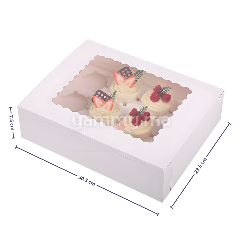 Boîte d'Emballage pour 12 Muffins & Cupcakes Blanc