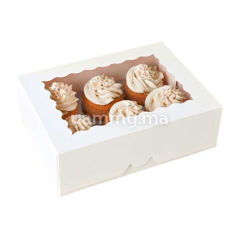 5 Boîtes d'Emballage pour 6 Muffins & Cupcakes Blanc
