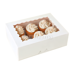 5 Boîtes d'Emballage pour 6 Muffins & Cupcakes Blanc