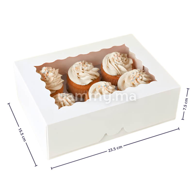 5 Boîtes d'Emballage pour 6 Muffins & Cupcakes Blanc