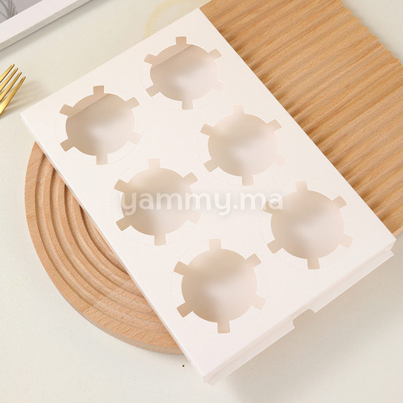 5 Boîtes d'Emballage pour 6 Muffins & Cupcakes Blanc