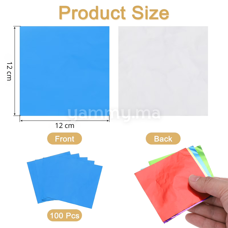 Emballage Pour Bonbons Bleu Ciel 100 Feuilles 12 x 12 cm