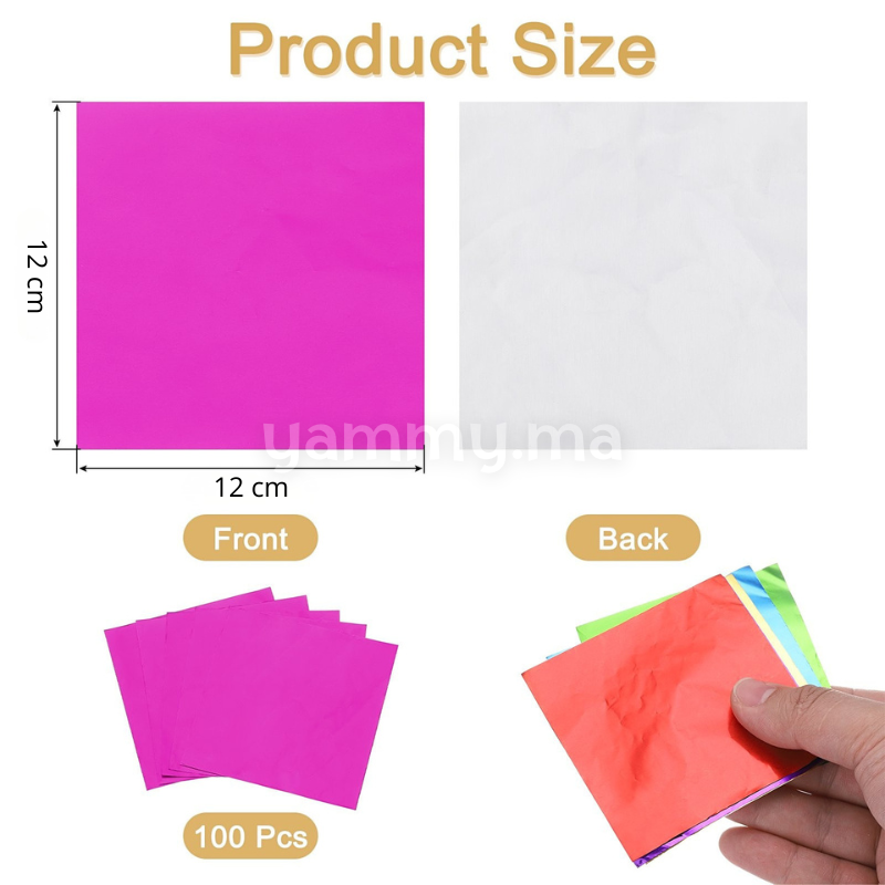 Emballage Pour Bonbons Fuchsia 100 Feuilles 12 x 12 cm