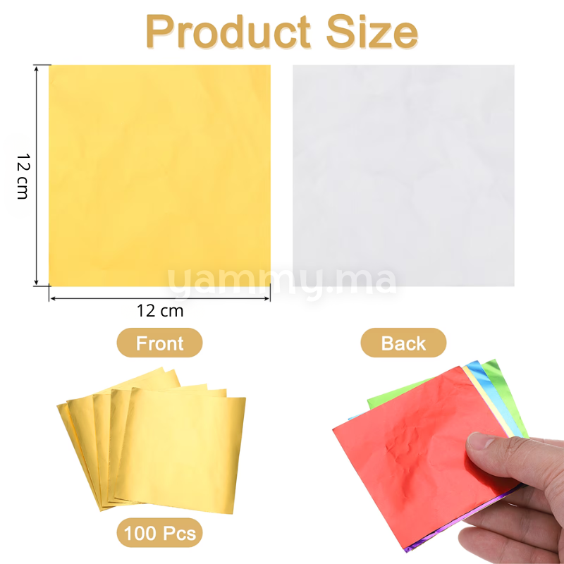 Emballage Pour Bonbons Or 100 Feuilles 12 x 12 cm
