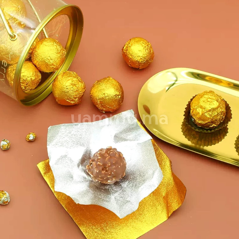 Emballage Pour Bonbons Or Brillant 100 Feuilles 12 x 12 cm