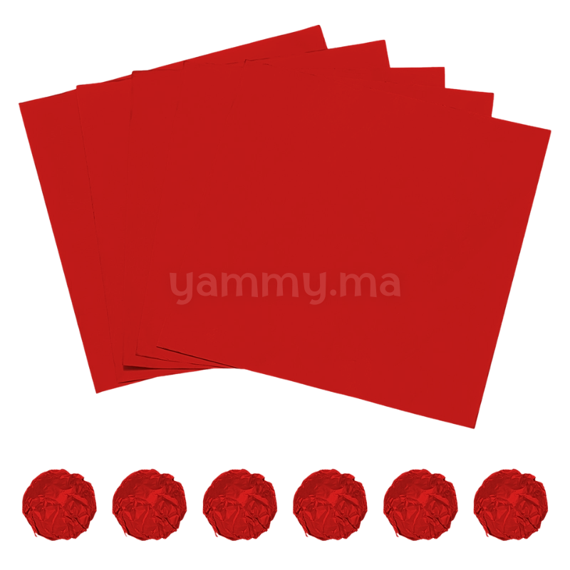 Emballage Pour Bonbons Rouge 100 Feuilles 12 x 12 cm