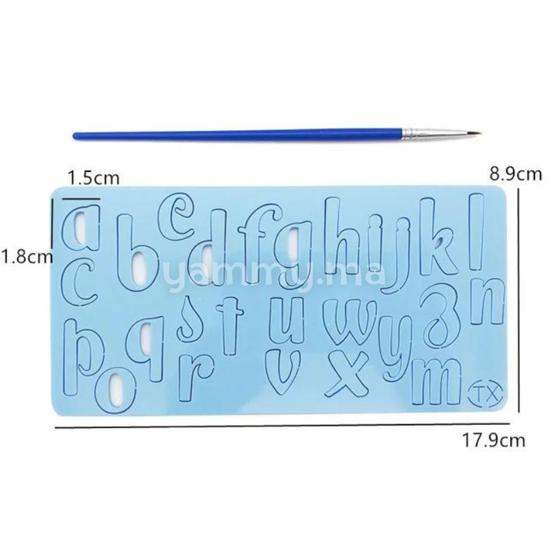 Embosseur pour Pâte à Sucre Alphabet avec Pinceau