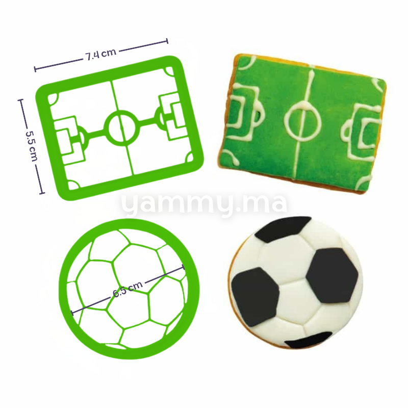 SET. 2 Emporte-pièces Ballon et Terrain de Football