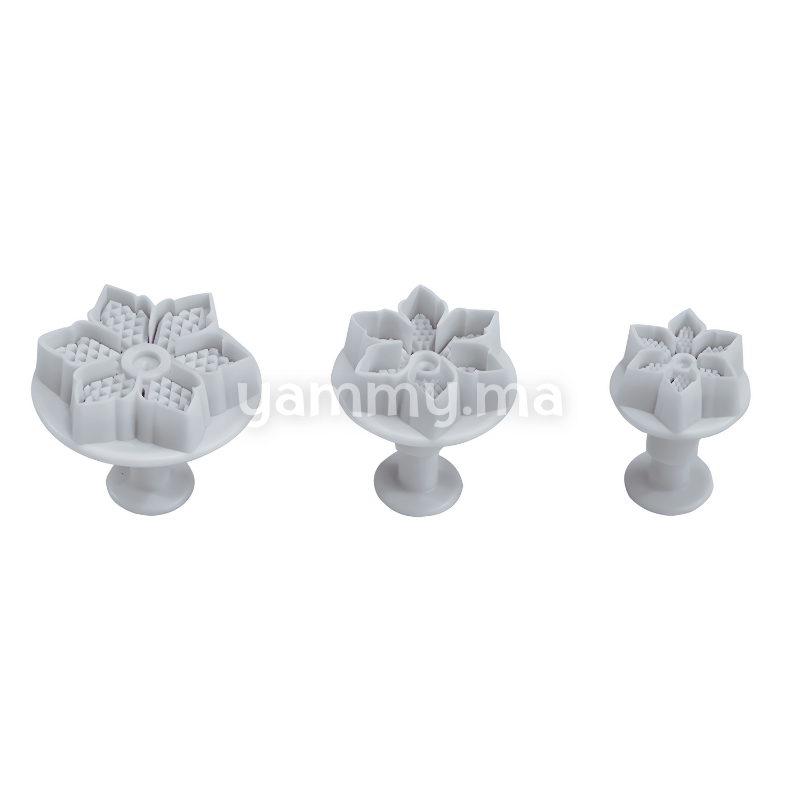 SET. 3 Emporte-pièces avec Poussoir Fleur