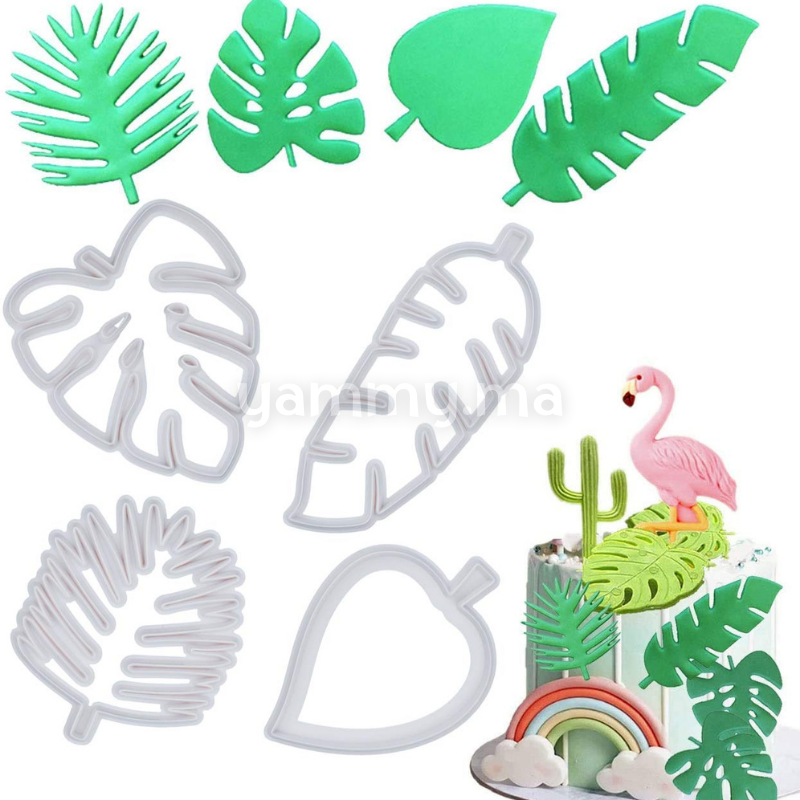 SET. 4 Emporte-pièces Feuilles Tropicales