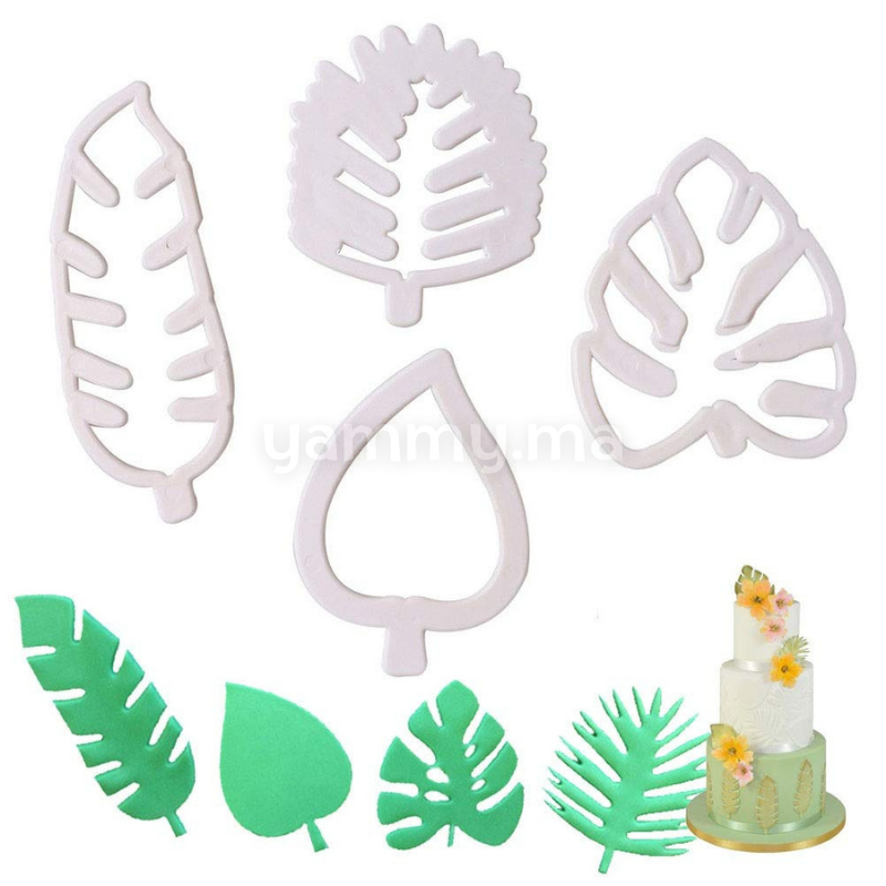 SET. 4 Emporte-pièces Feuilles Tropicales