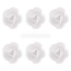 Fleurs de Rose Blanche x6 et Feuilles Vertes x12 en Azyme - Florensuc