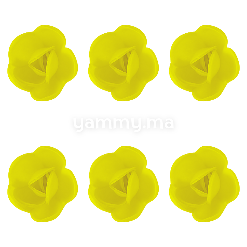 Fleurs de Rose Jaunes x6 et Feuilles Vertes x12 en Azyme - Florensuc