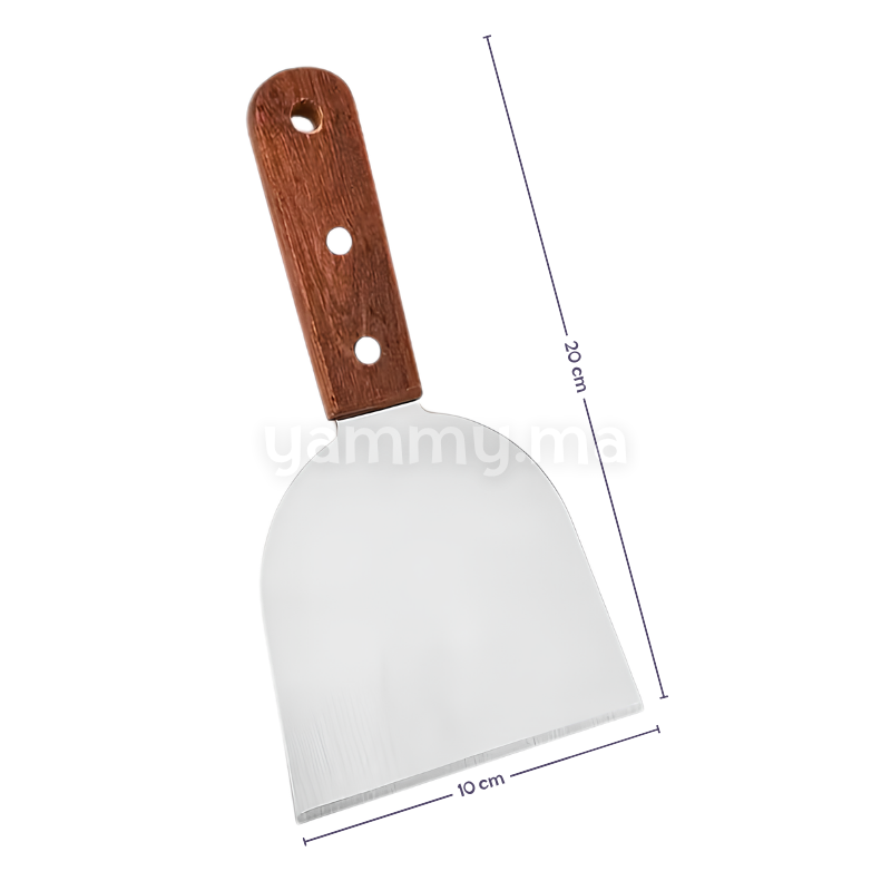 Grattoir & Spatule Plancha en Inox avec Manche en Bois 20 cm
