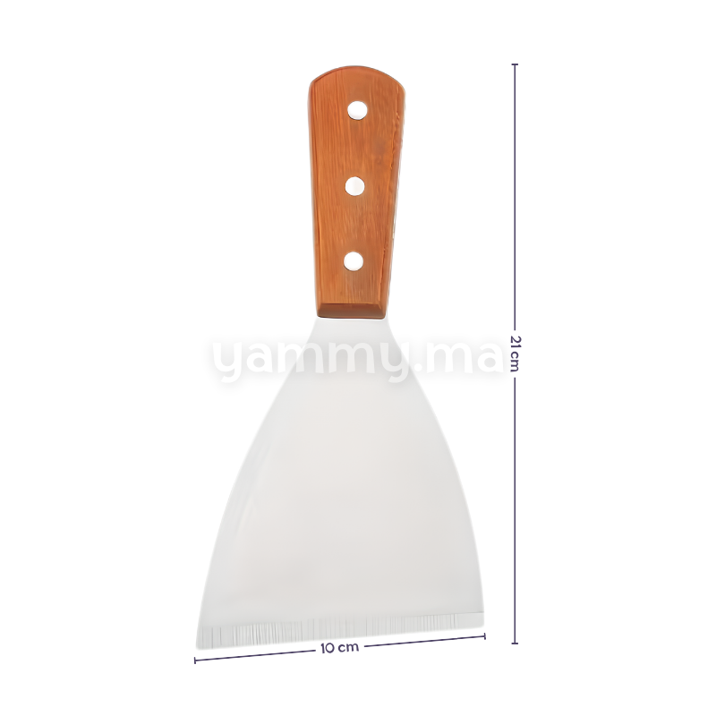 Grattoir & Spatule Plancha en Inox avec Manche en Bois 21 cm – Triangle