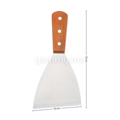 Grattoir & Spatule Plancha en Inox avec Manche en Bois 21 cm – Triangle