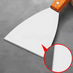 Grattoir & Spatule Plancha en Inox avec Manche en Bois 21 cm – Triangle