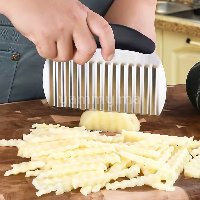 Grattoir & Coupe-Frites Zigzag 15,5 cm en Forme Demi-Ronde