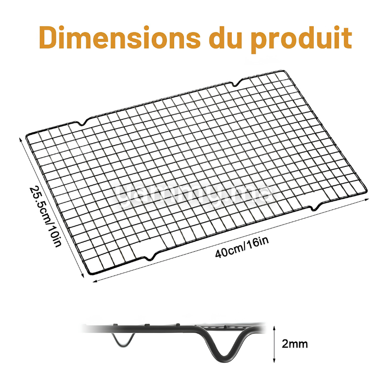 Grille Rectangulaire à Pâtisserie Noir 25.5 x 40 cm