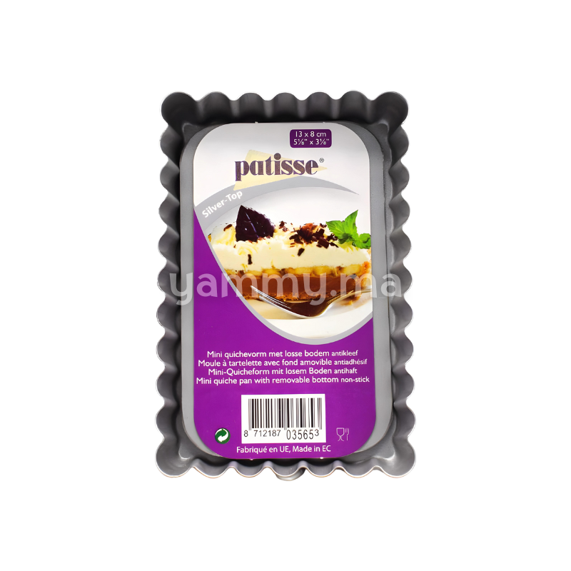 Moule à Tartelette Rectangulaire Fond Amovible 13x8 cm Silver-Top - Patisse 03565